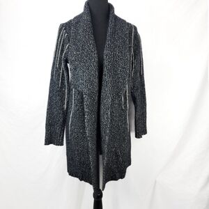 Black and White Open Front Cardigan